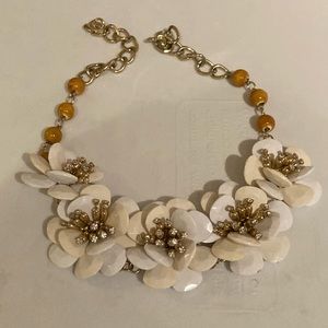 Anthropologie white flower bib necklace